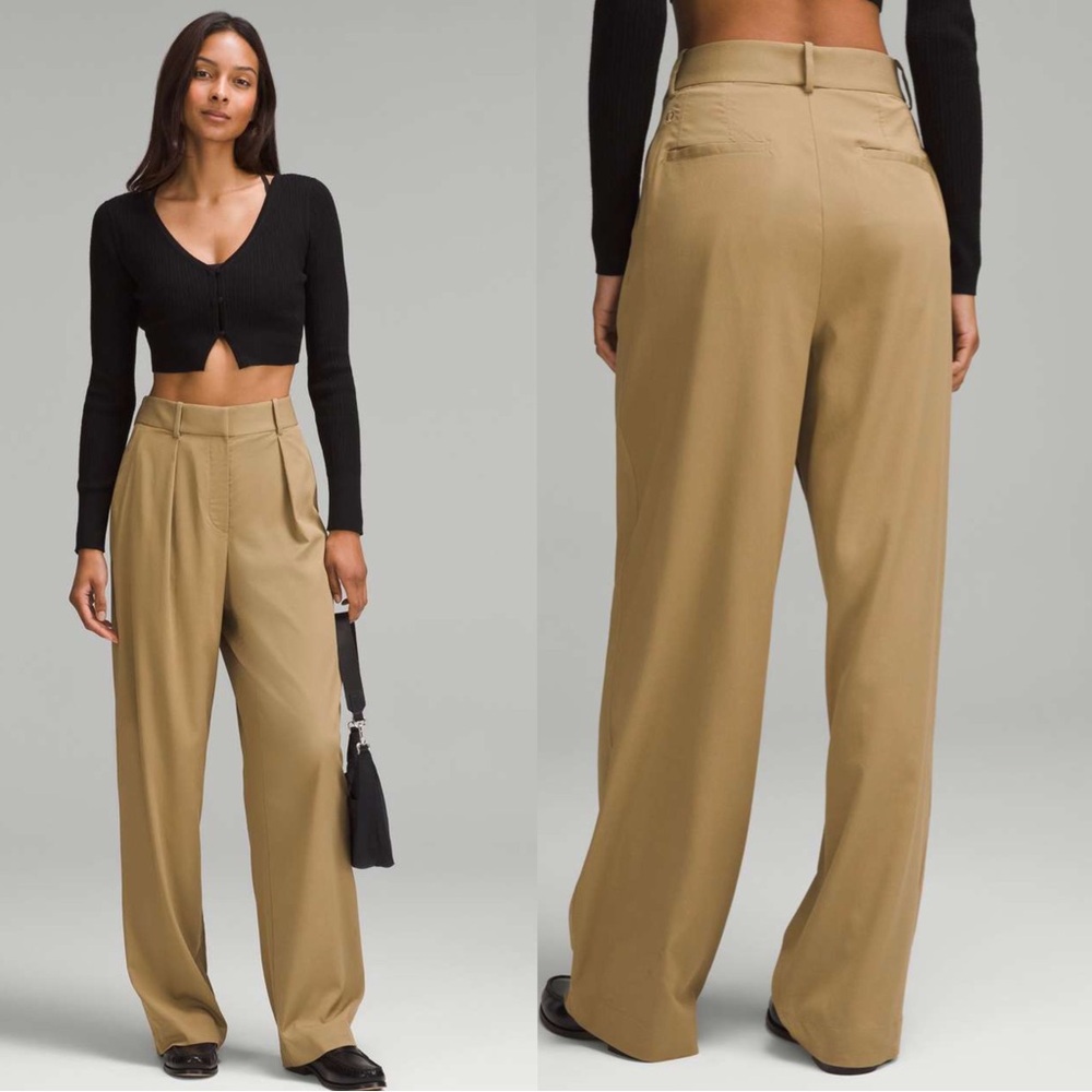 Lululemon Pleat-Front High-Rise Trouser Regular Filbert Tan Woman’s Size 12